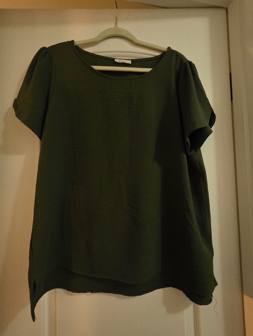 Women's Olive Green Short Sleeve Blouse - Lightweight Casual Top
